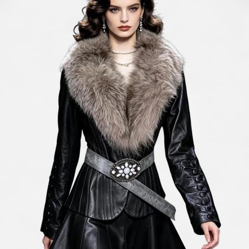 Giacca cropped pelle nera - pelle,